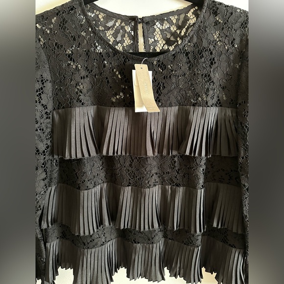 J. Crew Pleated Lace Ruffle Blouse Black NWT - Picture 5 of 6